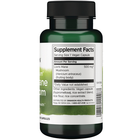 Swanson Full Spectrum Lion’s Mane Mushroom 500 mg 60 kapslí