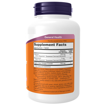 Now Foods Apple Cider Vinegar, Extra Strength 750 mg 180 tablet