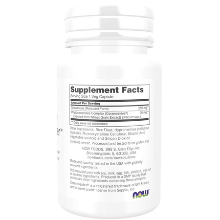 Now Foods Glutathione Skin Brightener + Ceramosides 30 veg kapslí