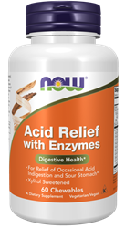 Now Foods Acid Relief with Enzymes 60 žvýkací tablety