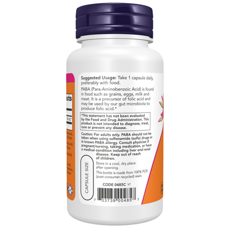 Now Foods PABA 500 mg 100 kapslí