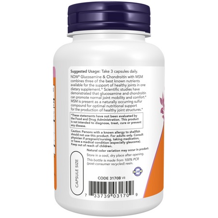 Now Foods Glukosamin, Chondroitin a MSM 90 veg kapslí