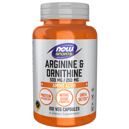 Now Foods Arginine 500 mg Ornithine 250 mg 100 kapslí