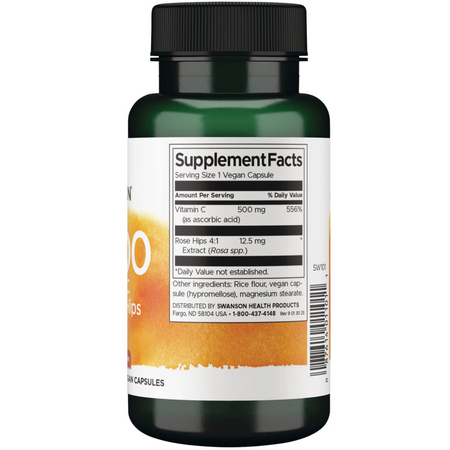 Swanson Vitamin C 500 mg + Šípek 100 kapslí