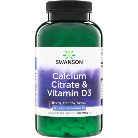 Swanson Citrát Vápníku + Vitamín D3 250 tablet