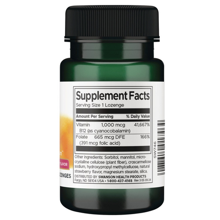 Swanson Vitamín B12 a Kyselina Listová 100 cucací tablety