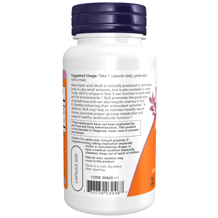 Now Foods Kyselina Alfa Lipoová 600 mg Extra Strength 60 kapslí