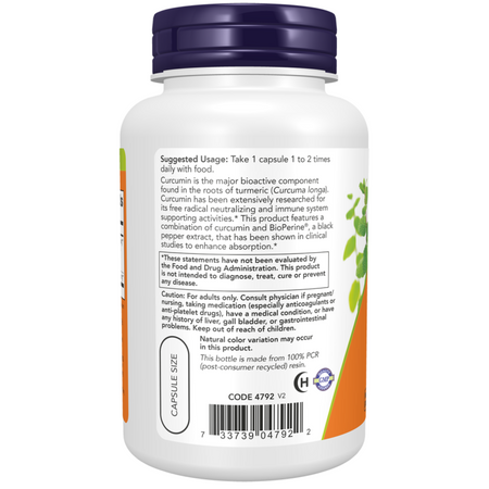 Now Foods Turmeric Curcumin BioPerine 90 veg kapslí