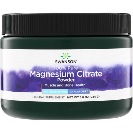 Swanson Magnesium (Citrát Hořečnatý) 100% Pudr 244 g