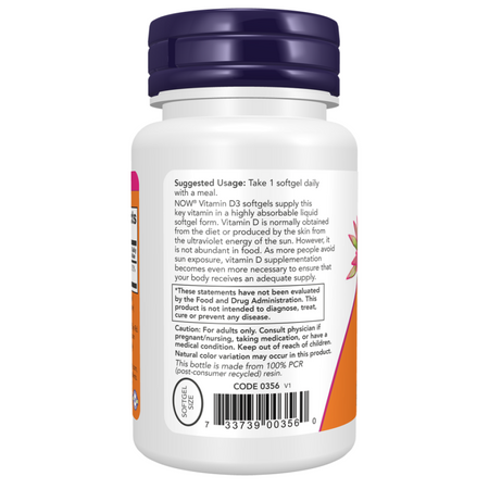 Now Foods Vitamin D3 2500 iu kapslí