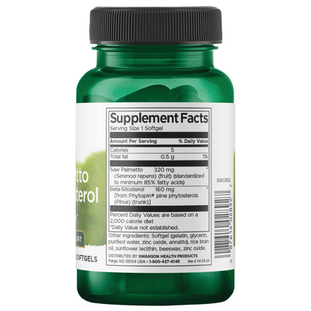 Swanson Saw Palmetto + Beta-Sitosterol 30 kapslí