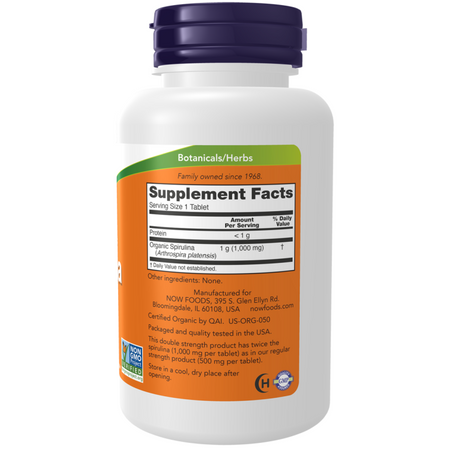 Now Foods Spirulina, Double Strength, Organic 1000 mg 240 tablet