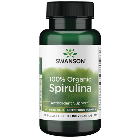 Swanson Certifikovaná Organická Spirulina 500 mg 180 tablet