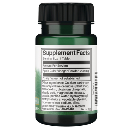 Swanson Jablečný Ocet (Apple Cider Vinegar) Double Strength 200 mg 30 tablet