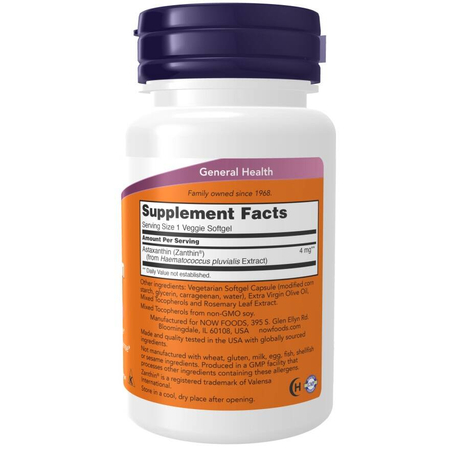 Now Foods Astaxanthin 4 mg 60 veggie softgels