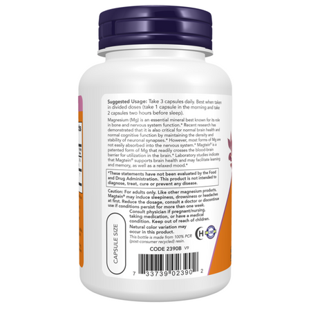Now Foods Magtein (Magnesium L-Threonate) 90 kapslí