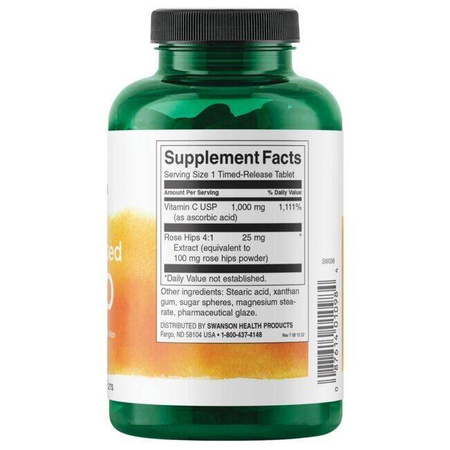 Swanson Vitamín C 1000 mg s Šípkem 250 tablety s prodlouženou absorpcí