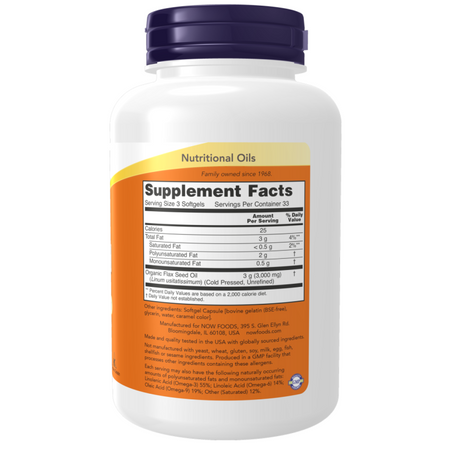 Now Foods Flax Oil 1000 mg 100 kapslí