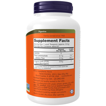 Now Foods Inulin Prebiotic Pure Powder 454 g