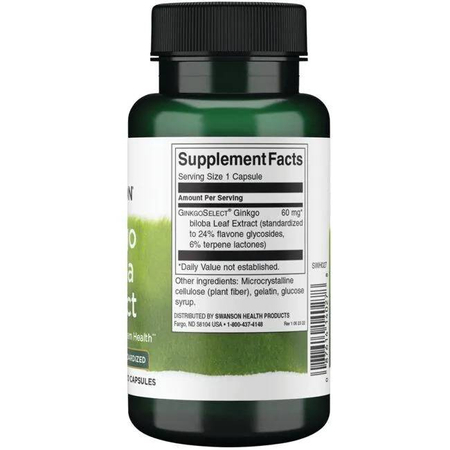 Swanson Ginkgo Biloba (GinkgoSelect) Extract 60 mg 120 kapslí