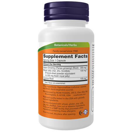 Now Foods Ginseng a Royal Jelly 90 kapslí