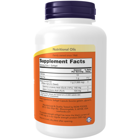 Now Foods Black Currant Oil, Double Strength 1000 mg 100 kapslí