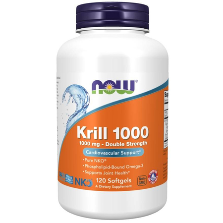 Now Foods Krill 1000, Double Strength 1000 mg 120 kapslí