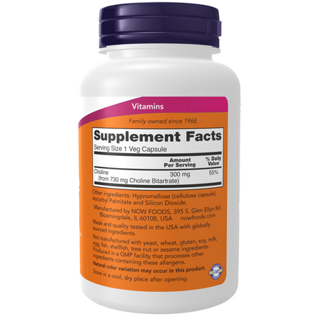 Now Foods Cholina 300 mg 100 veg kapslí