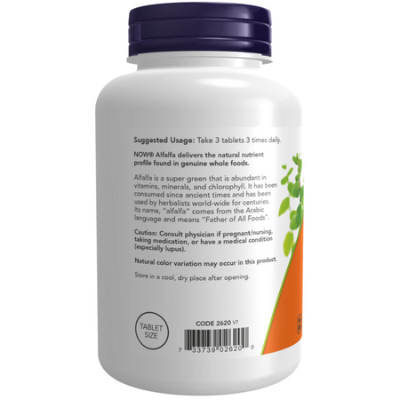 Now Foods Vojtěška (Alfalfa) 650 mg 500 tablet