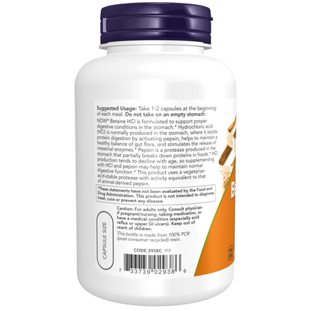 Now Foods Betaine HCl 648 mg 120 veg kapslí