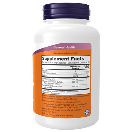 Now Foods Glukosamin, Chondroitin a Trace Minerals 120 veg kapslí