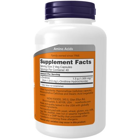 Now Foods L-Ornithine 500 mg 120 veg kapslí