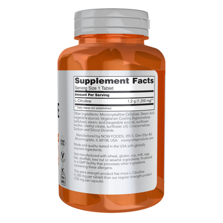 Now Foods L-Citrulline 1200 mg Extra Strength 120 tablet