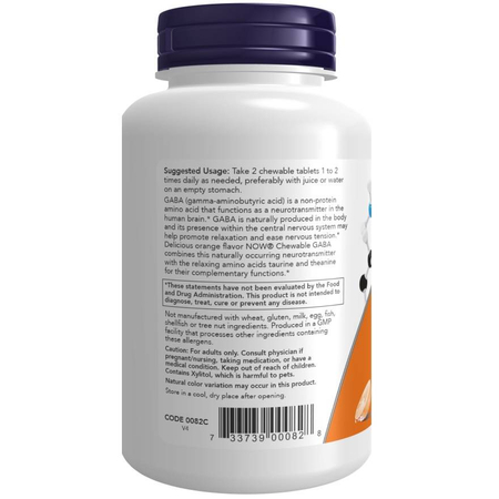 Now Foods GABA Orange Flavor Chewable 90 tablet