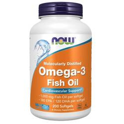 Now Foods Omega-3 Fish Oil Molecularly Distilled 200 kapslí