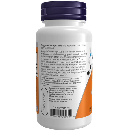 Now Foods Acetyl-L-Karnitin (ALC) 500 mg 200 veg kapslí