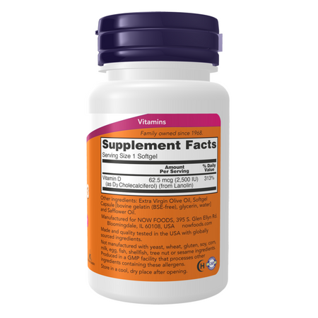 Now Foods Vitamin D3 2500 iu kapslí
