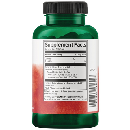 Swanson Avokádový Olej (Avocado Oil) 1000 mg 60 kapslí