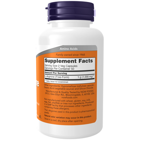 Now Foods L-Arginine 500 mg 100 veg kapslí