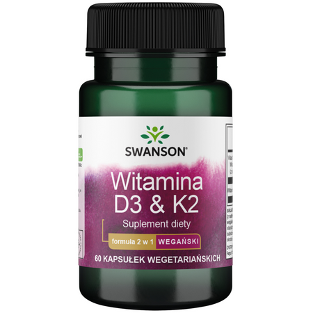 Swanson Vitamín D3 2000 iu + K2 MK7 75 mcg 60 veg kapslí