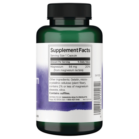 Swanson Magnézium (Laktát hořečnatý) 84 mg 120 kapslí