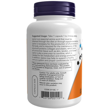 Now Foods L-Lysine 500 mg 100 veg kapsli