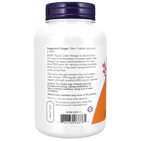 Now Foods Apple Cider Vinegar, Extra Strength 750 mg 180 tablet