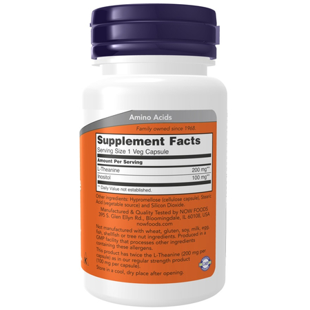 Now Foods L-Theanine 200 mg Double Strength 120 kapslí
