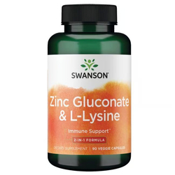 Swanson Zinc Gluconate a L-Lysine - 2-In-1 Formula 90 veg kapslí