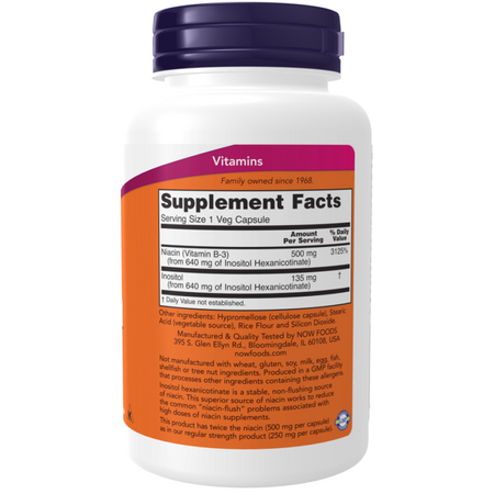Now Foods Niacin 500 mg, Double Strength Flush-Free 90 veg kapslí