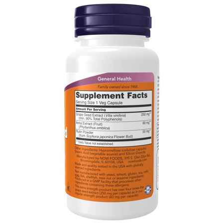 Now Foods Grape Seed, Extra Strength 250 mg 90 veg kapslí