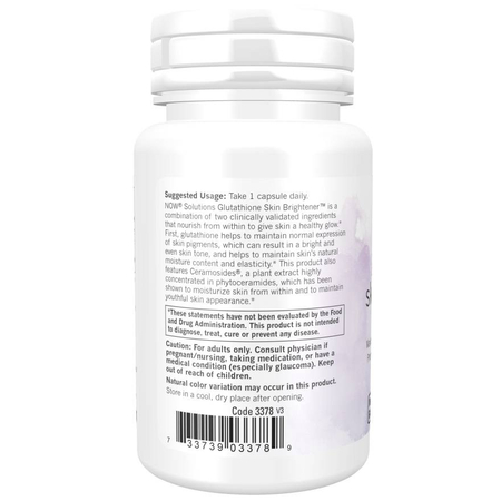 Now Foods Glutathione Skin Brightener + Ceramosides 30 veg kapslí