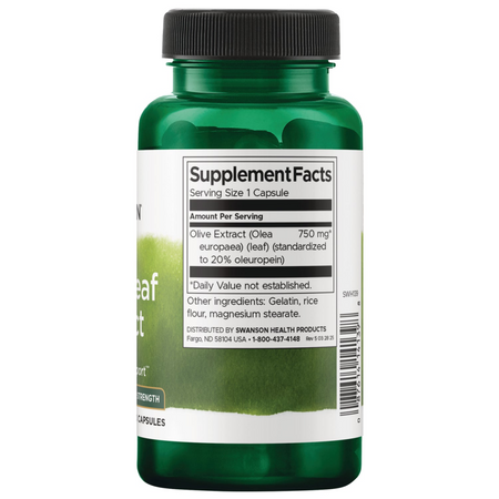 Swanson Olivové List (Olive Leaf) Extract 750 mg 60 kapslí