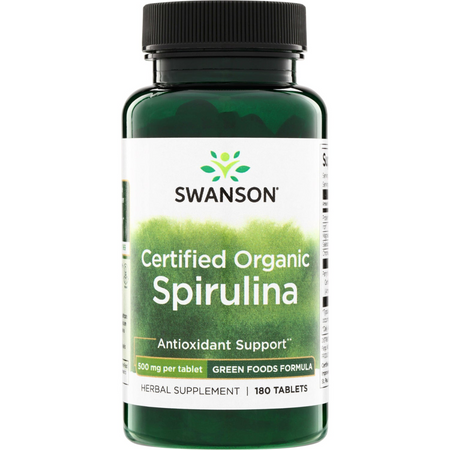 Swanson Certifikovaná Organická Spirulina 500 mg 180 tablet
